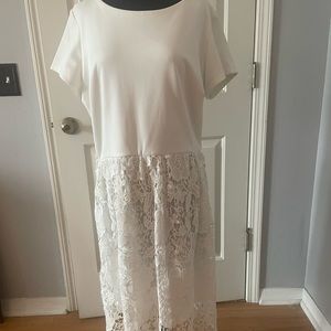 Ronni Nicole White dress with lace overlay Size 16